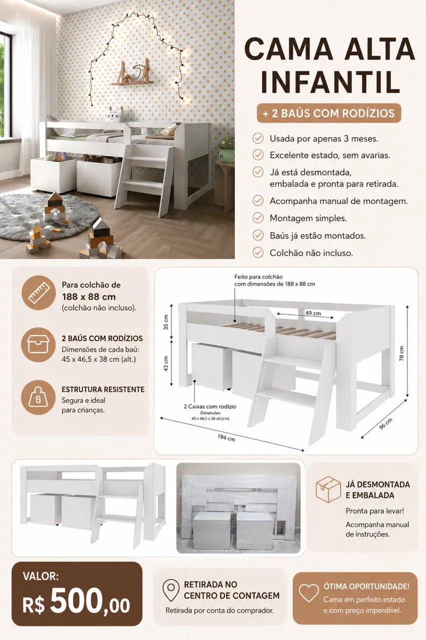 Cama Infantil + 2 Baús | Excelente Estado - Foto 4