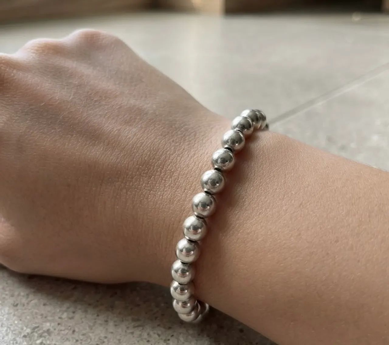 pulseira de prata 925 de bolas. 18cm