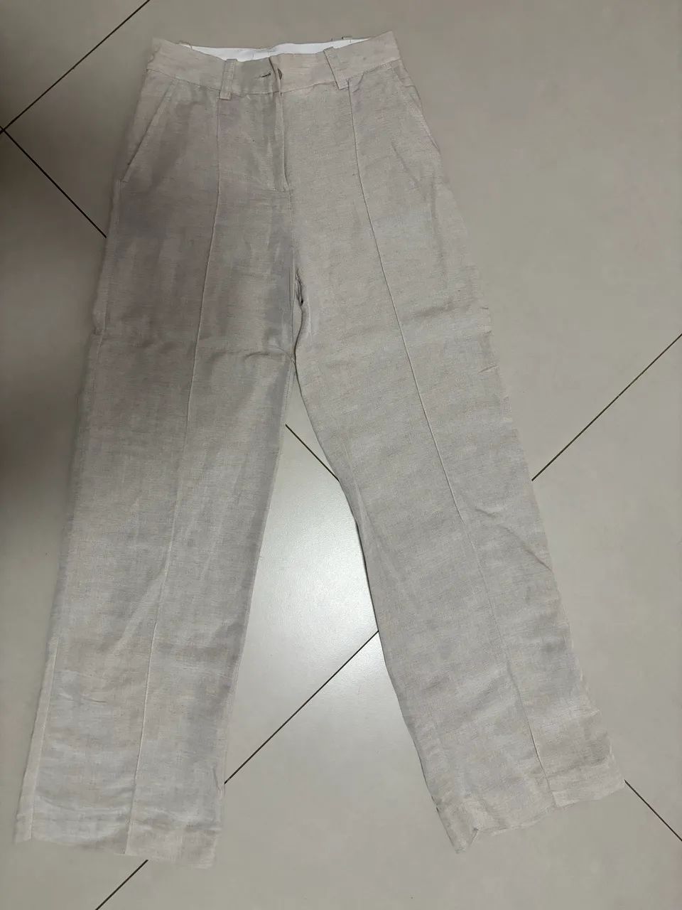 Calça nova de linho H&M nova nunca usada cor cru
