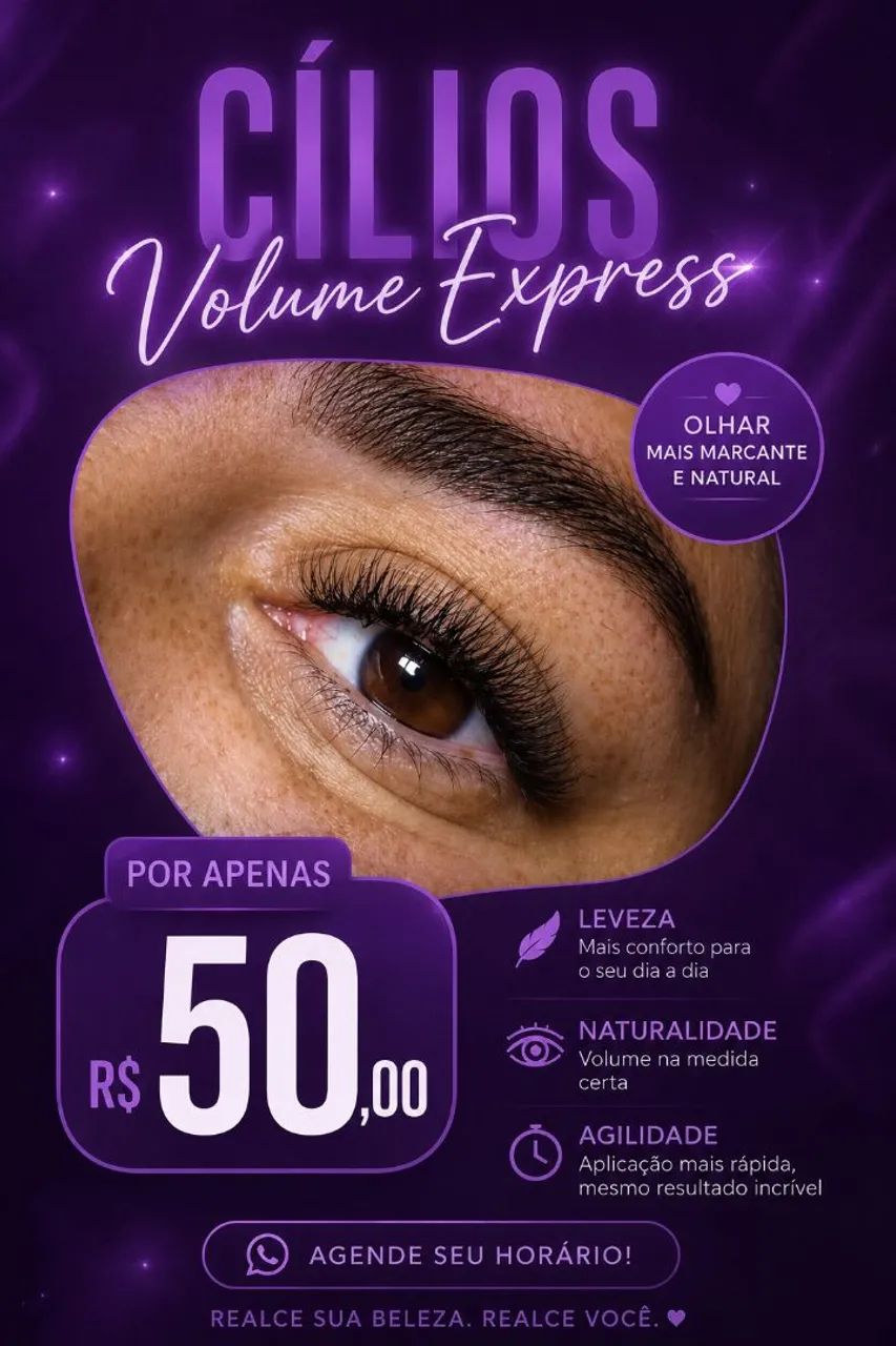 Cílios Volume Express, R$ 50,00
