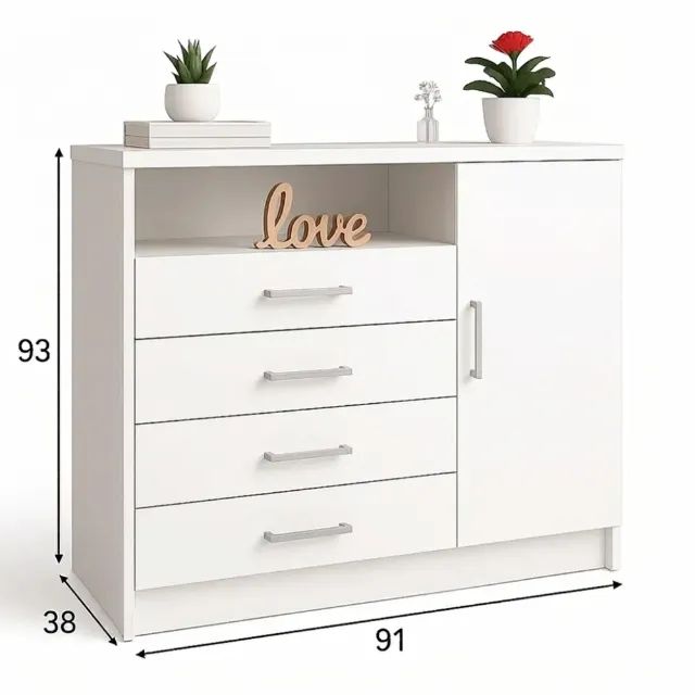 Cômoda com Sapateira Branca 4 gavetas 93cm Nova apronta entrega Entrega montada Floripa - Foto 5