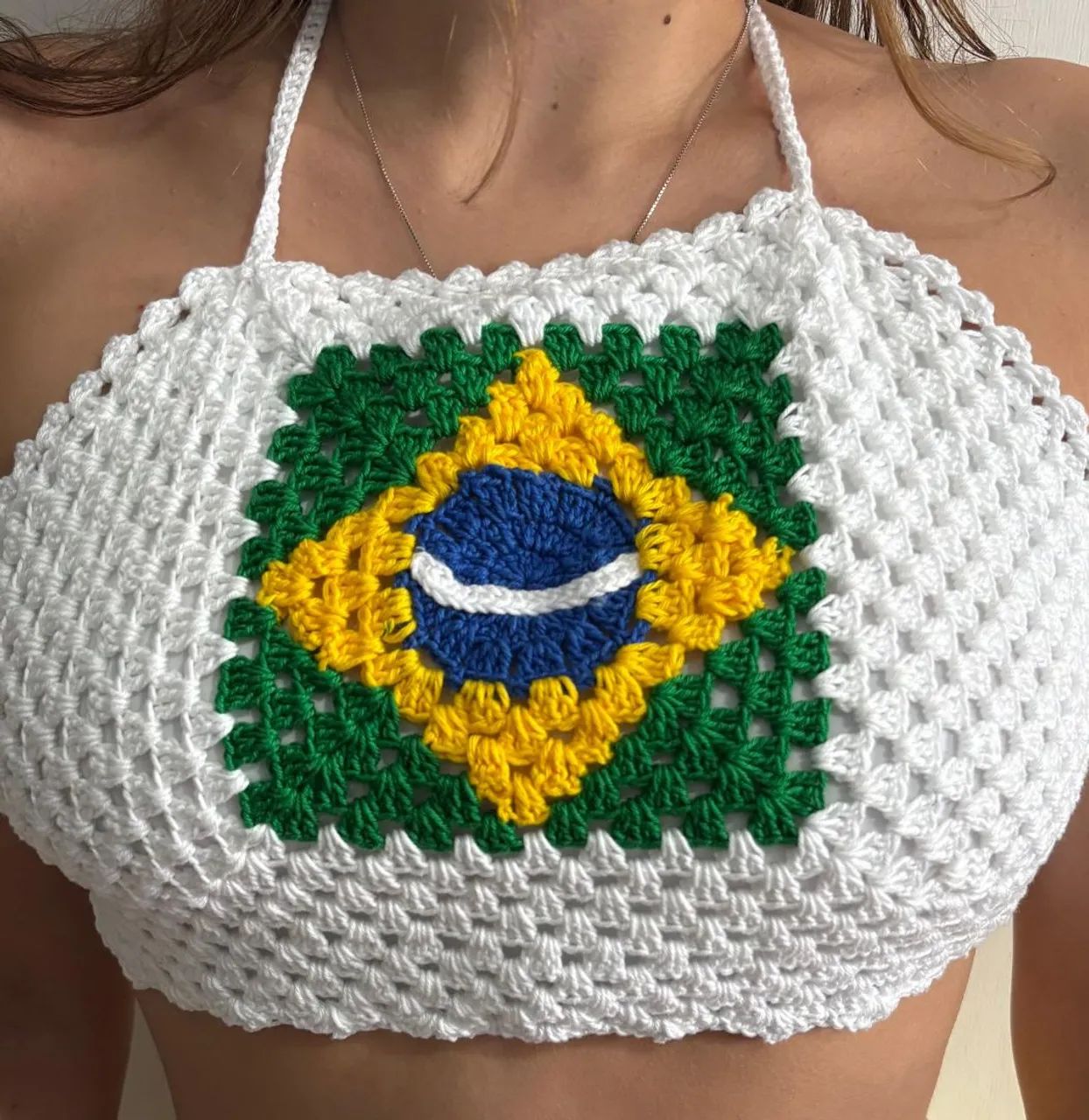 Tops de crochê por encomenda copa do brasil 