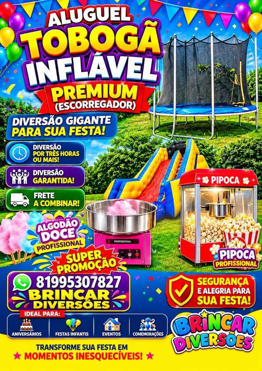 Aluguel de brinquedos e máquina de algodao