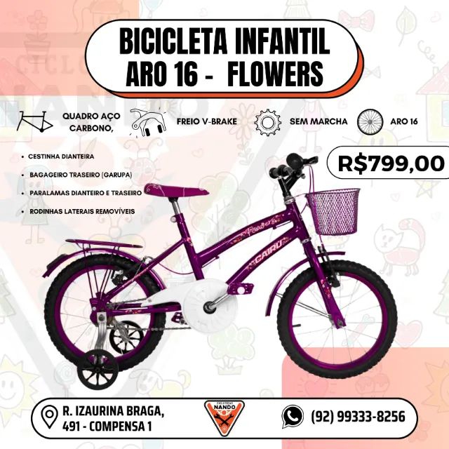 BICICLETA INFANTIL ARO 16 FEMININA - Foto 2