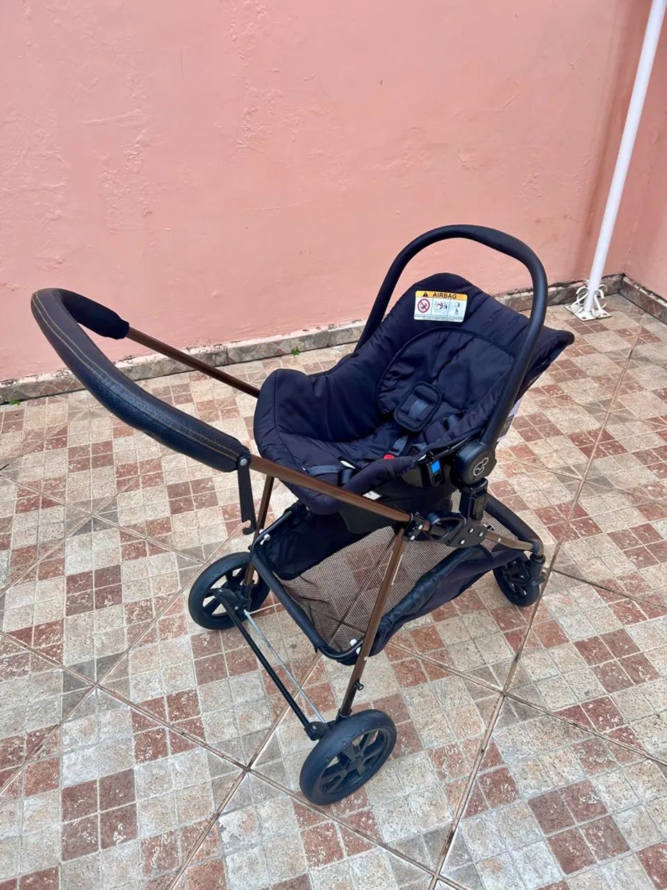  Carrinho Bebê Conforto e Base Napoli Trio Cobre Galzerano - Foto 5