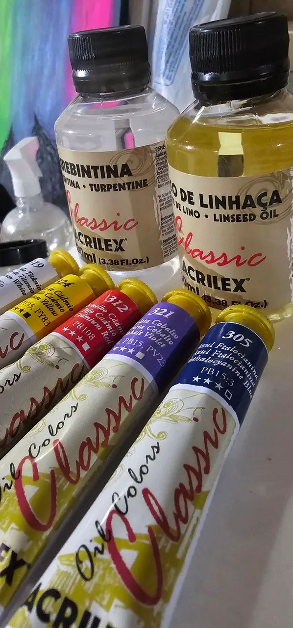 Kit arte: tinta óleo, terebentina e óleo de linhaça - Foto 2