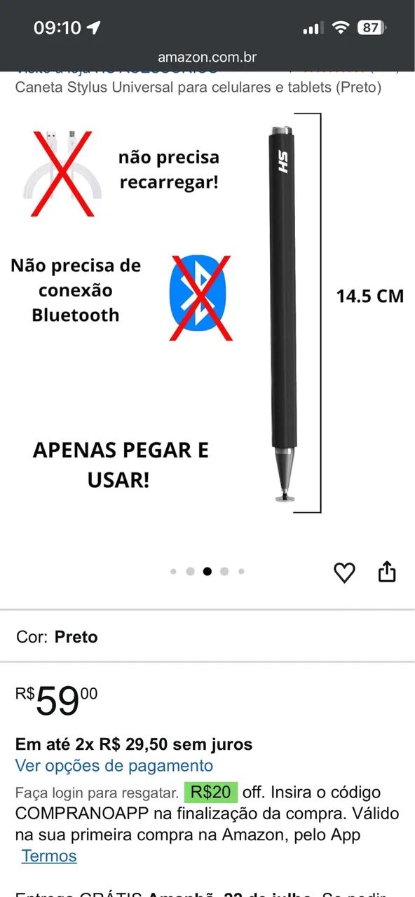 Caneta inteligente para tablet e celular  - Foto 2