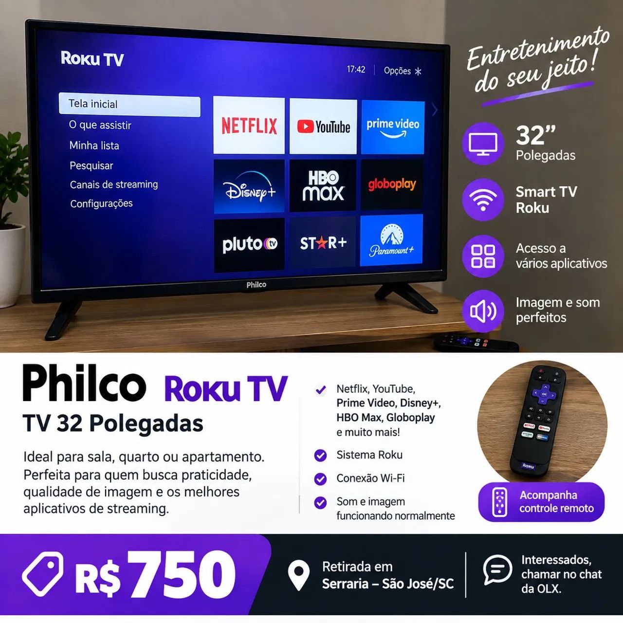 ? TV Roku Philco 32 Polegadas 