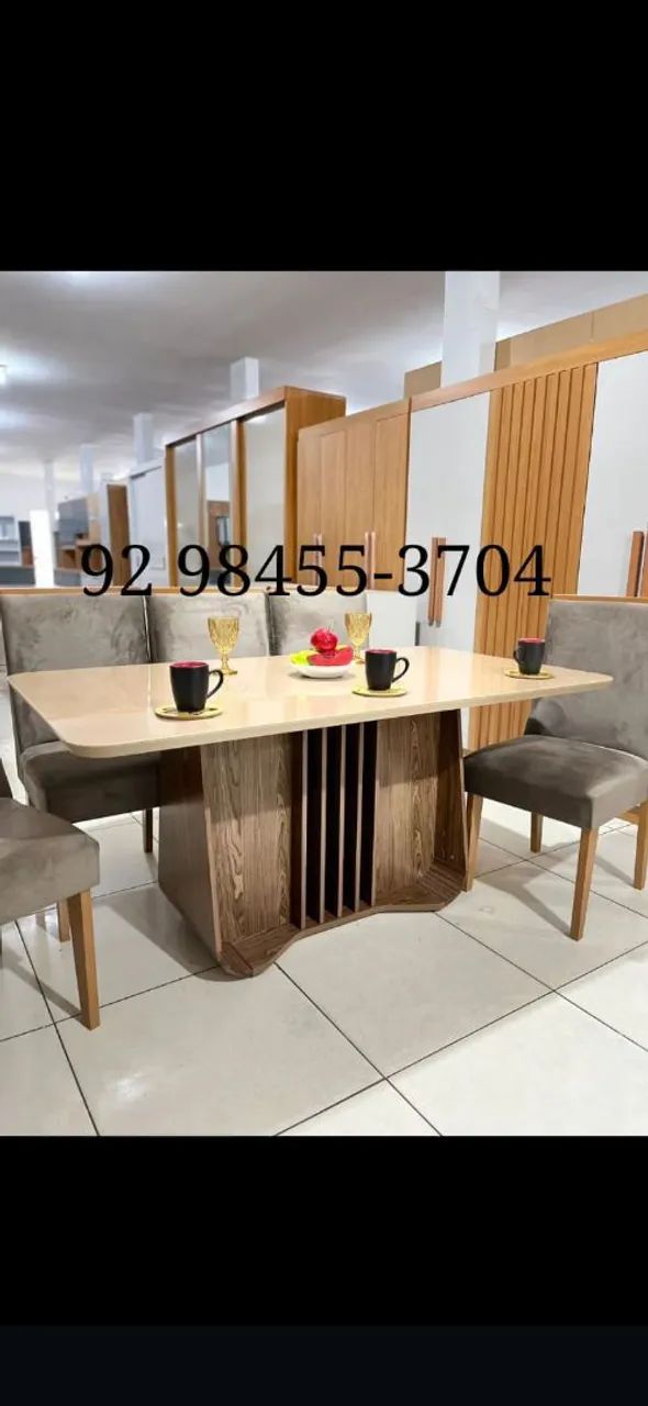 Mesa de jantar completa com 6 cadeiras 