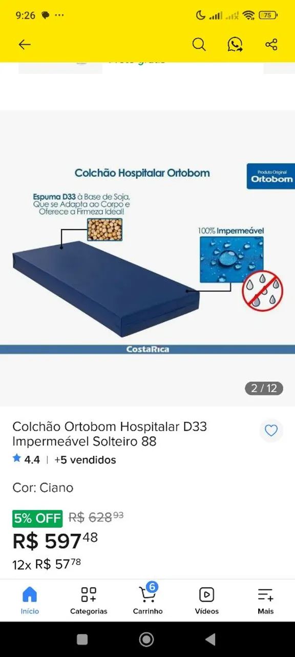 Colchão hospitalar D33 1,88 x 0,88 - Foto 2