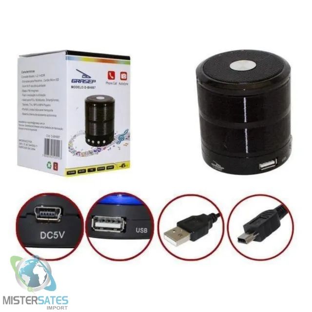 Mini Caixa Caixinha Som Portátil Bluetooth Mp3 Fm Sd Usb Hi - COD 621 - Foto 3