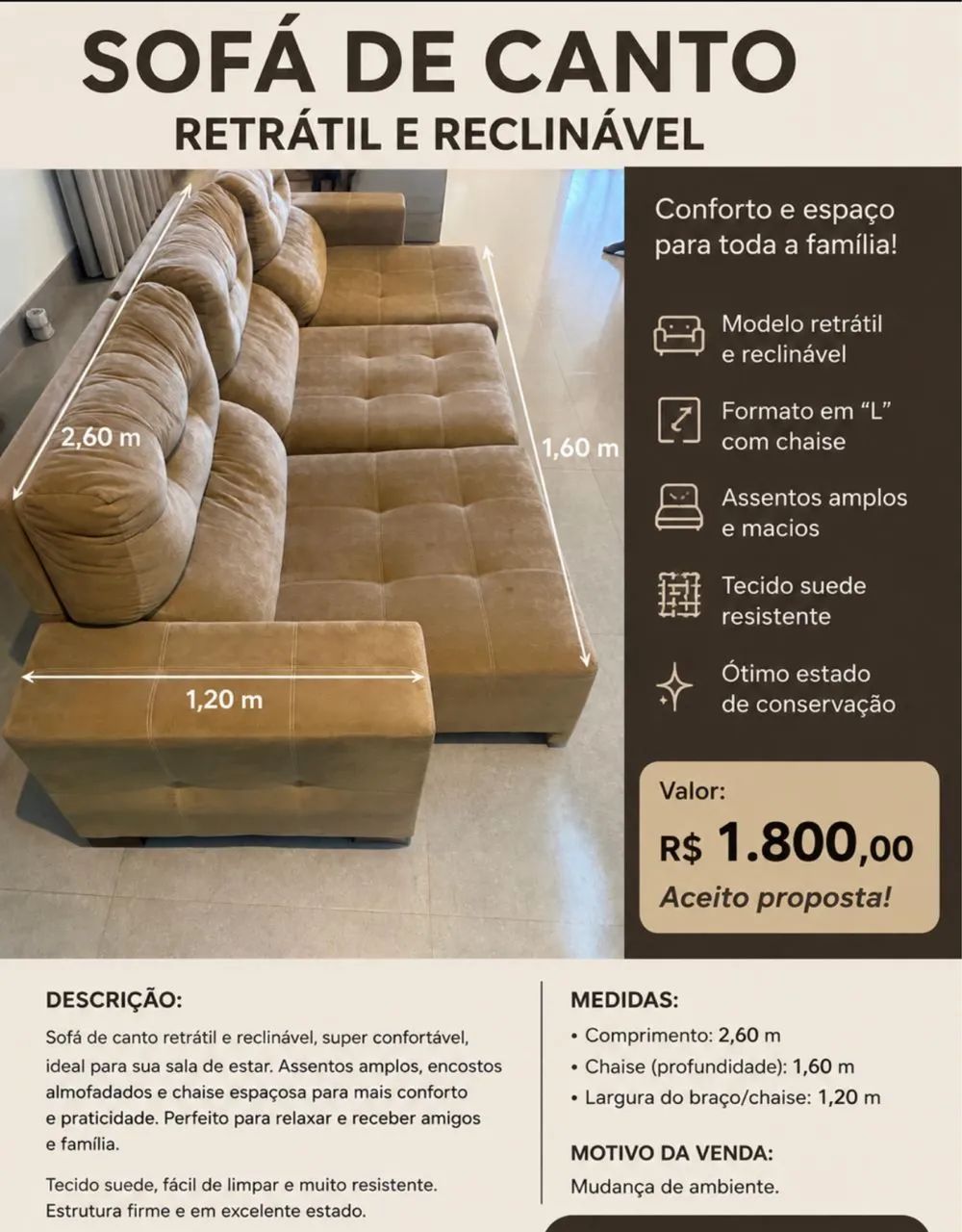 Sofá retrátil e reclinável - Foto 2