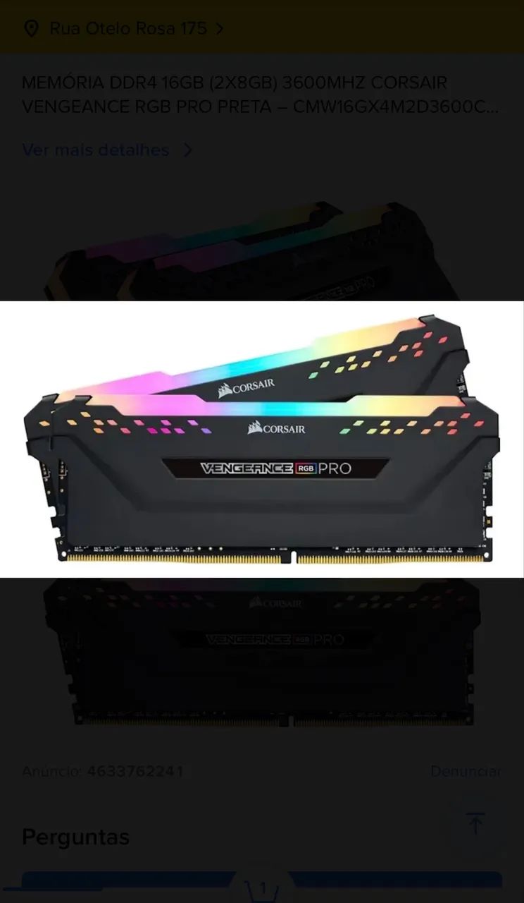 Memória RAM 16Gb 2x8 Corsair 3600mhz - Foto 2