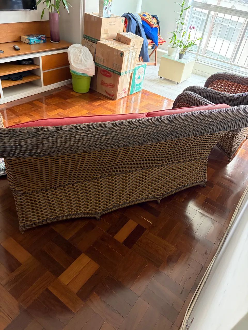 Sofá de 2 e 1 lugar, vime natural trançado à mão. Em perfeito estado!  - Foto 4