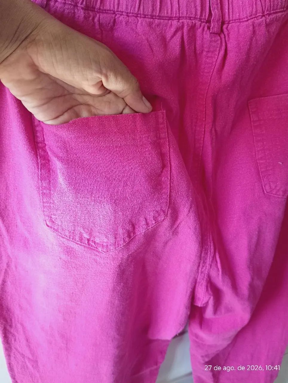 Calça feminina Sarja Rosa GG (Usada ) - Foto 5