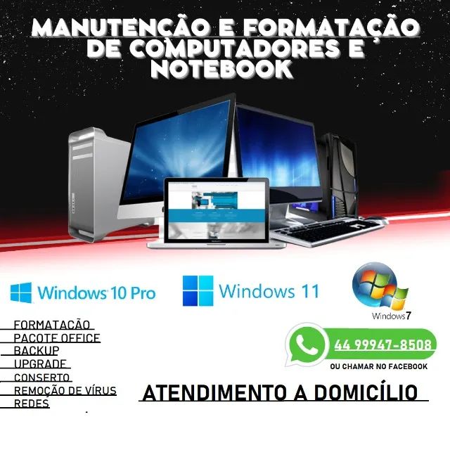 Formatação e manutenção de computador e notebook
