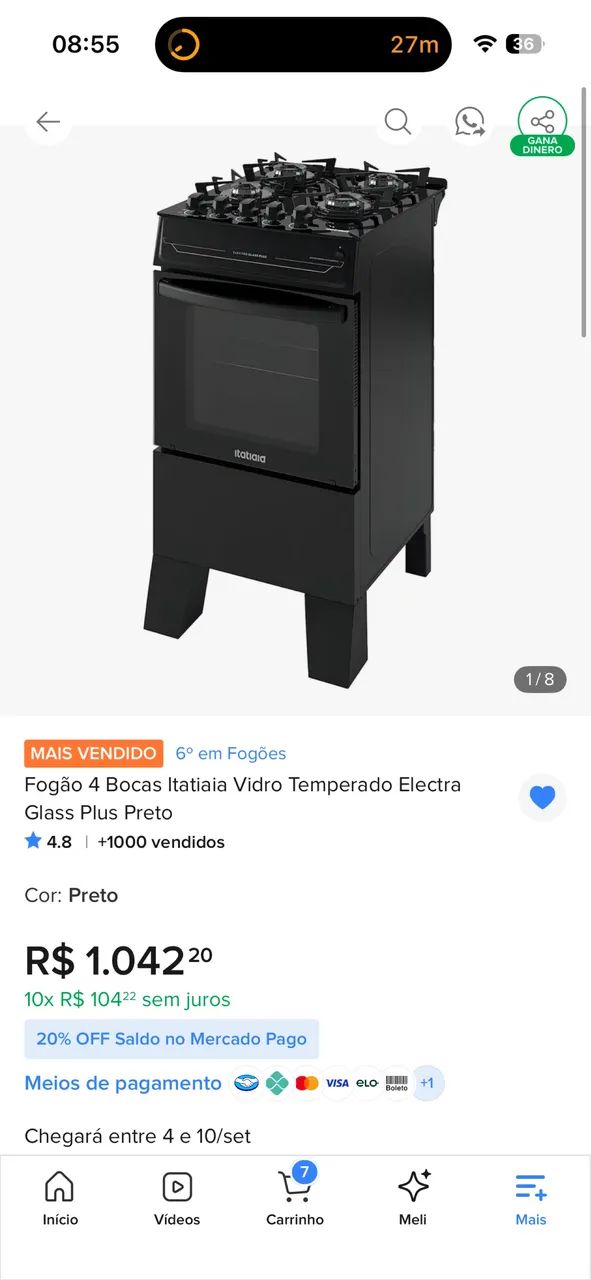 Fogão  - NOVO - Vidro Temperado - Foto 2