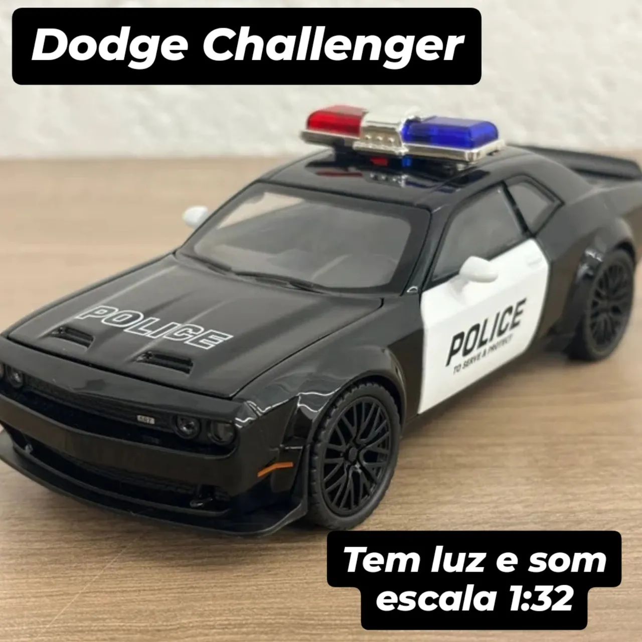 Miniatura Dodge Challenger Polícia 1:32