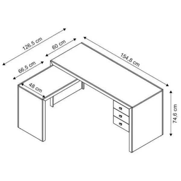 Mesa para escritório em L com 3 gavetas  - Foto 2
