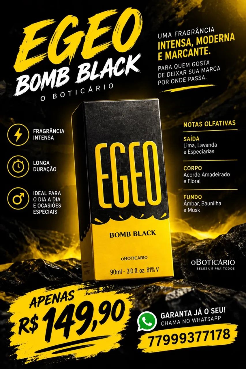 Perfume egeo bomb black! Original e lacrado