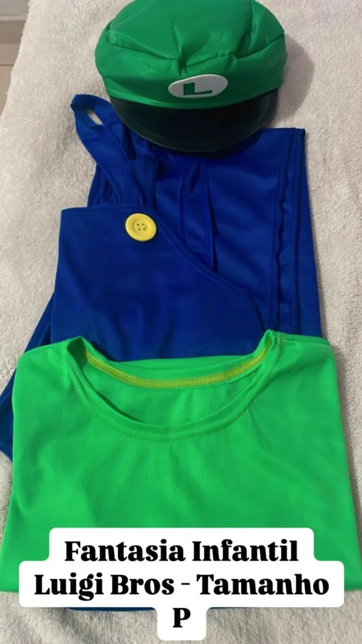 Fantasia Infantil Luigi Bros - Tamanho P Juvenil