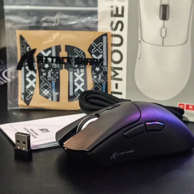 Mouse Gamer Sem Fio Attack Shark R1 Preto e Branco 18000 DPI Bluetooth e 2.4G - Foto 4