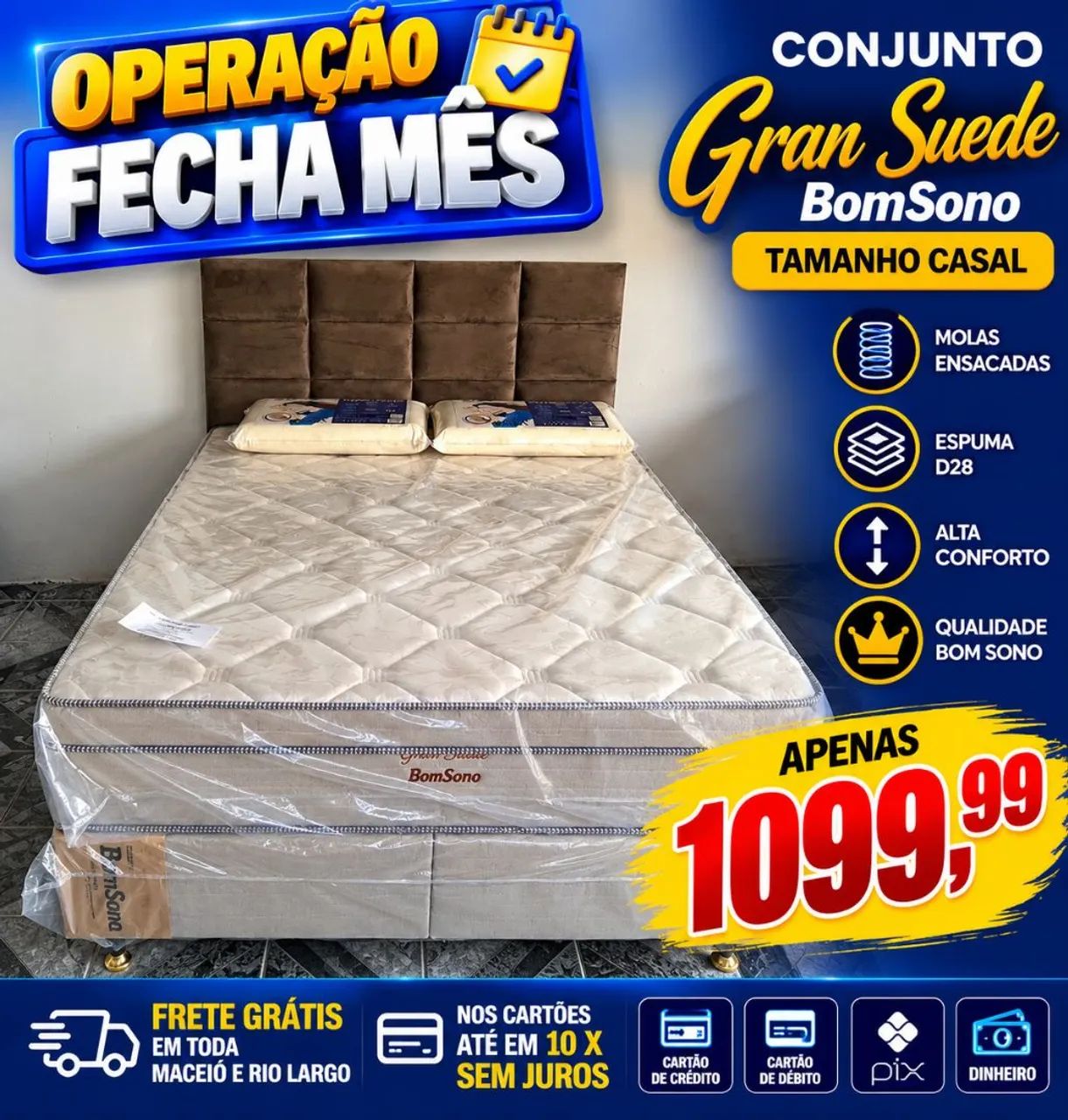 CONJUNTO GRAN SUEDE CASAL BOM SONO 