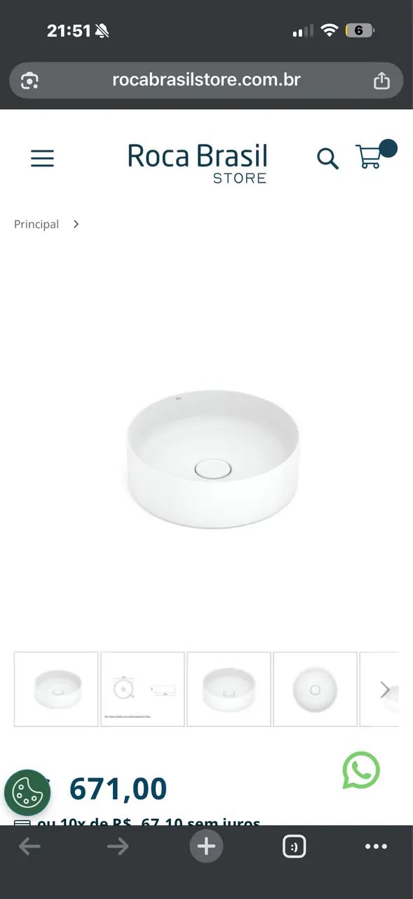 Cuba redonda para banheiro Roca Terra 39 cm