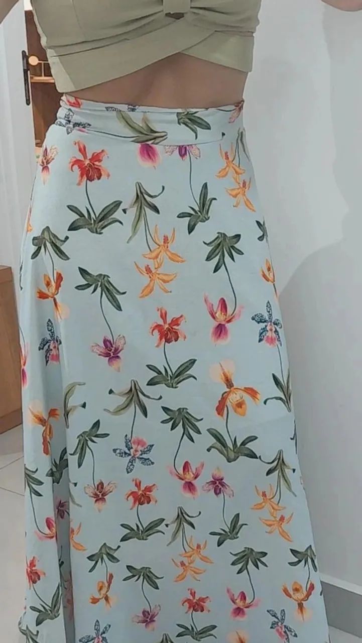 Saia floral longa veste até 42 - Foto 2