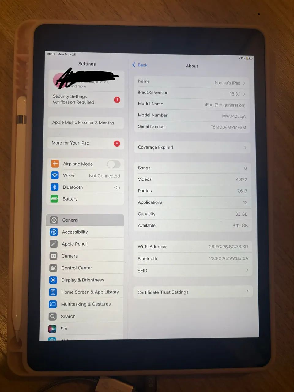 iPad 7ª Geração 32GB Cinza + Apple Pencil - Foto 3