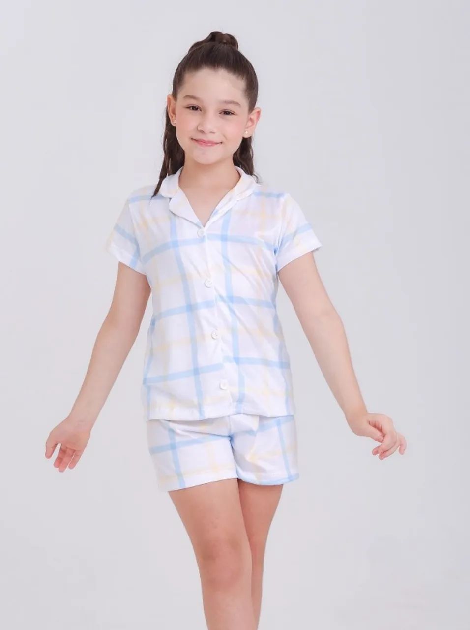 pijama americano quadriculado infantil menina