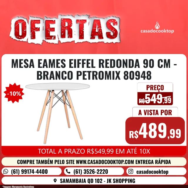 MESA EAMES EIFFEL REDONDA 90 CM - BRANCO PETROMIX 80948