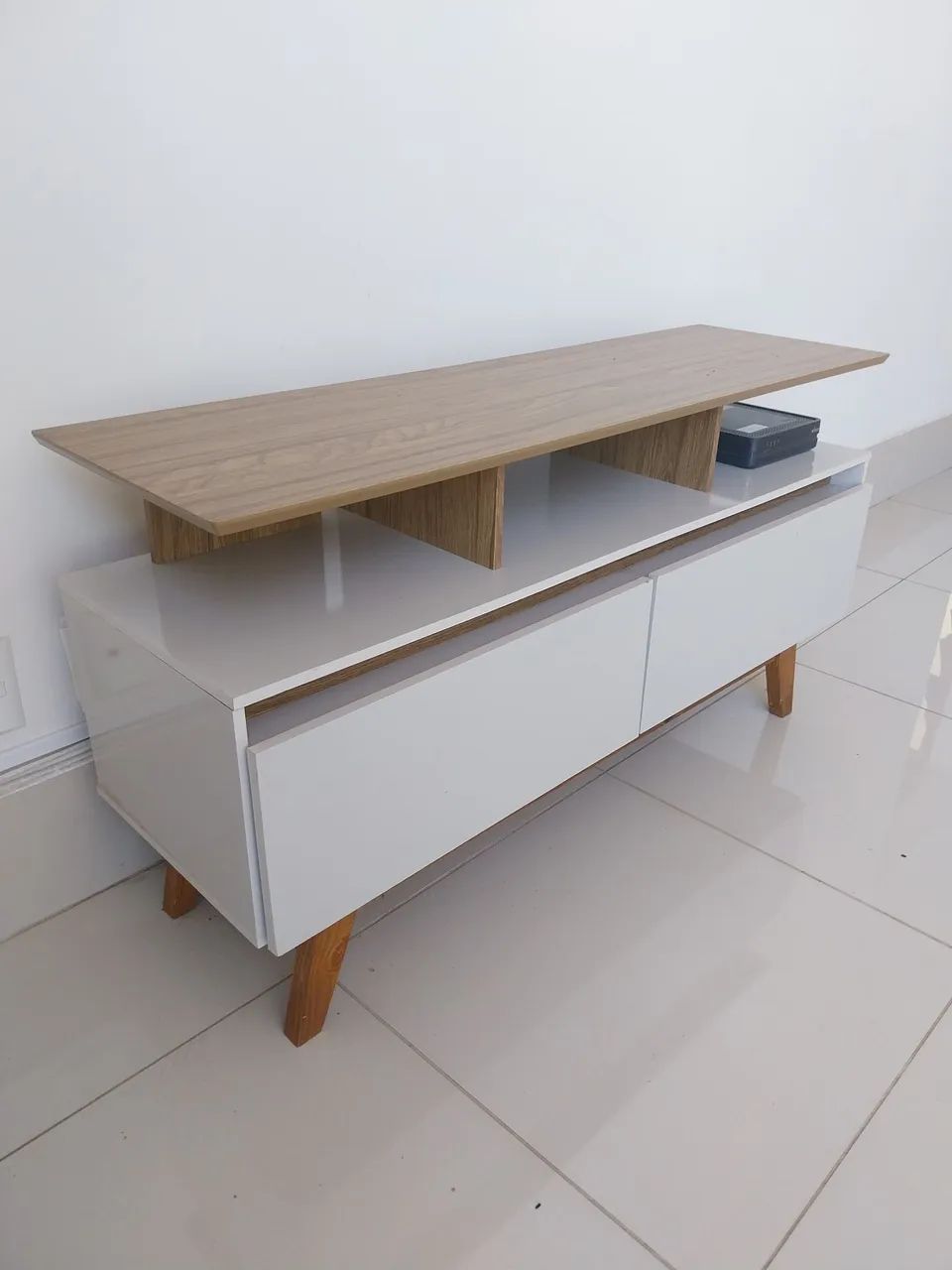 Rack MDF Branco/Madeira