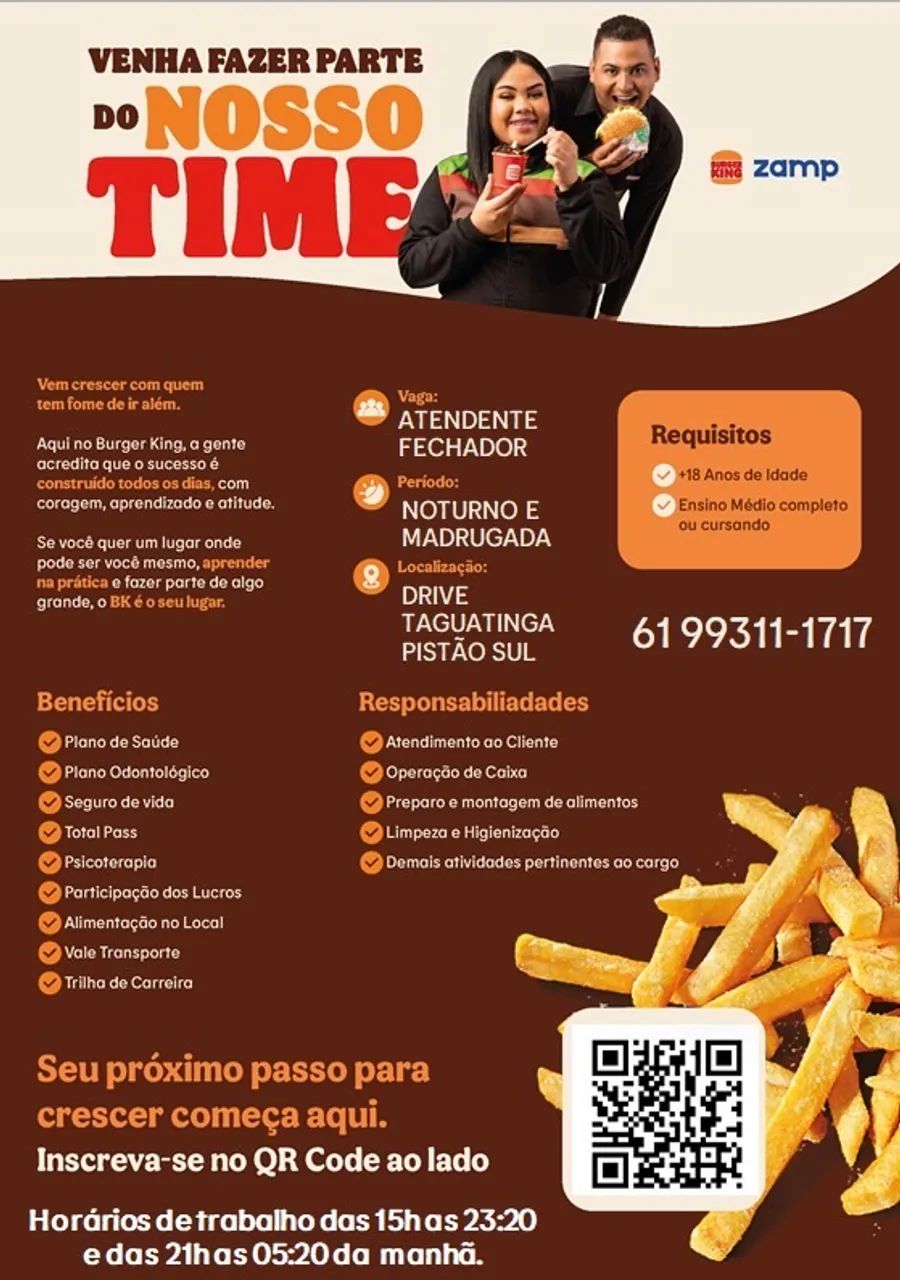 Vaga de emprego Burger King