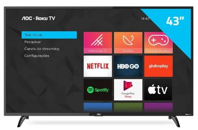 TV Roku 43" Smart TV LED Full HD - Excelente Estado - Funcionando Perfeitamente