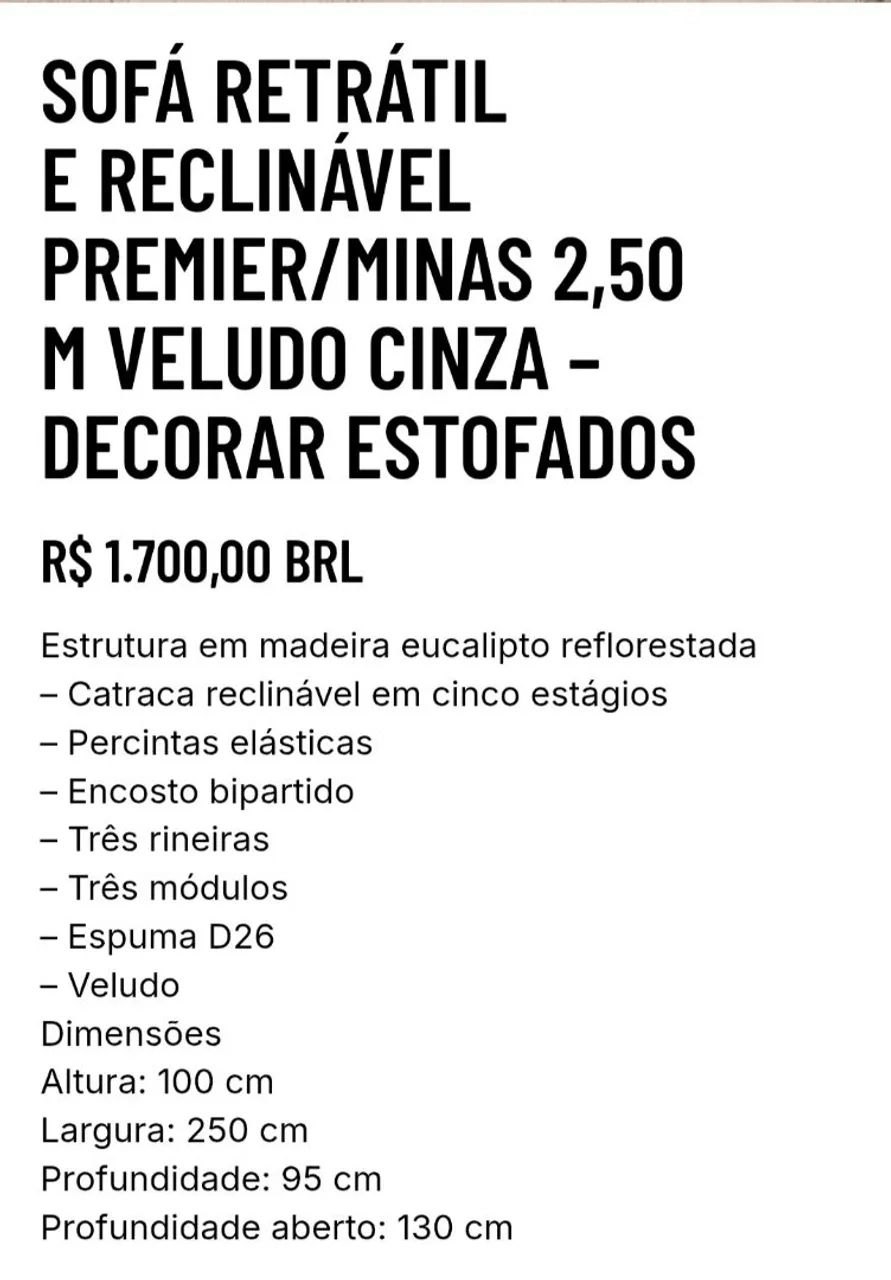 Lindo! Sofá Minas. 2,50m Retrátil e Reclinável  - Foto 4