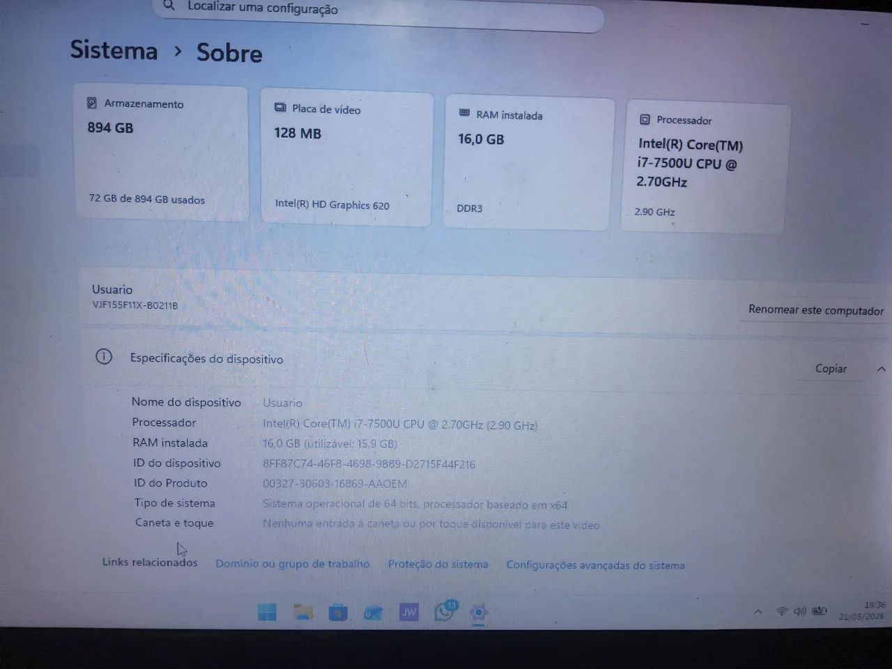 Notebook Vaio, 16gb de RAM, 960 GB de SSD