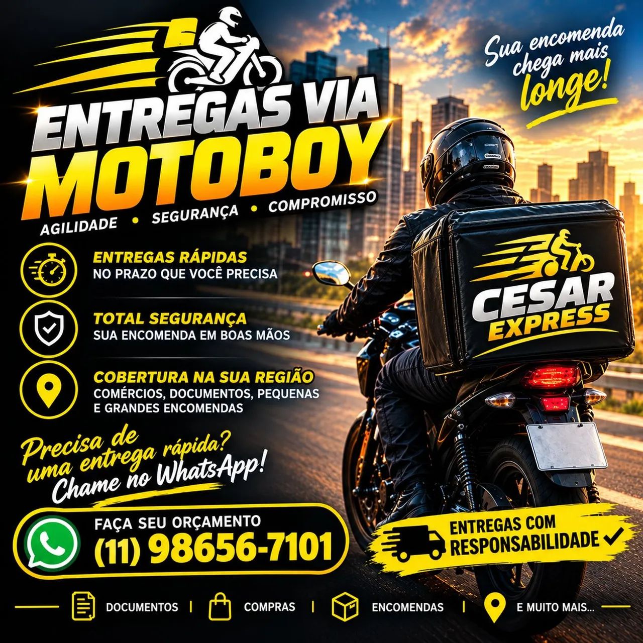 Frete motoboy capital e interior, faça seu orçamento 