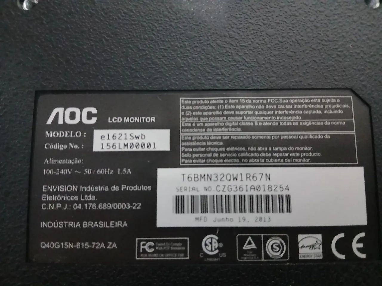 Monitor Aoc 16" ótimo estado R$ 150,00 - Foto 4