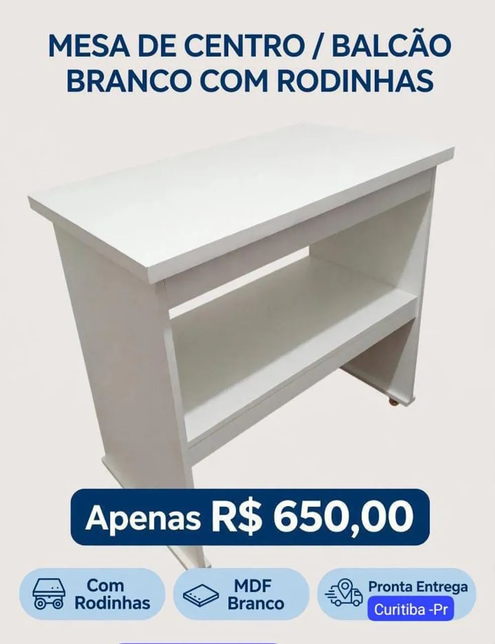 Mesa de centro com rodinhas 