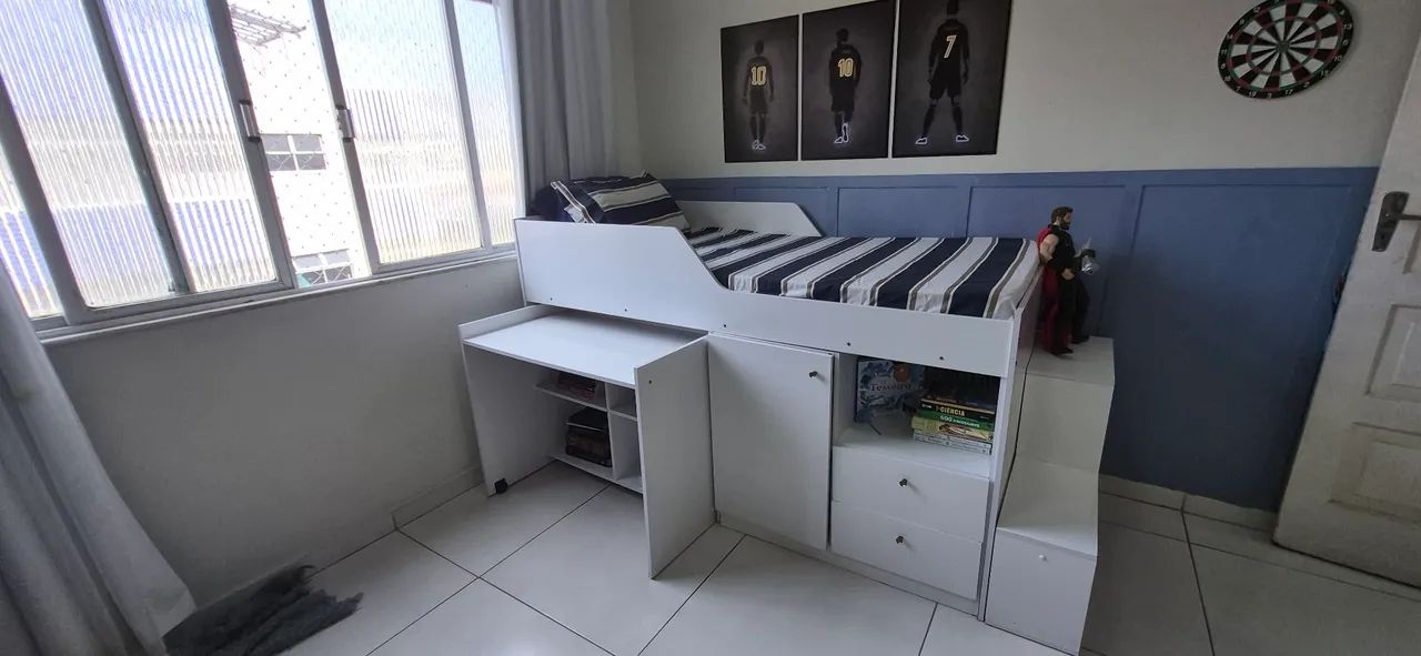 Cama alta multiuso com mesa de estudos em MDF - Foto 2