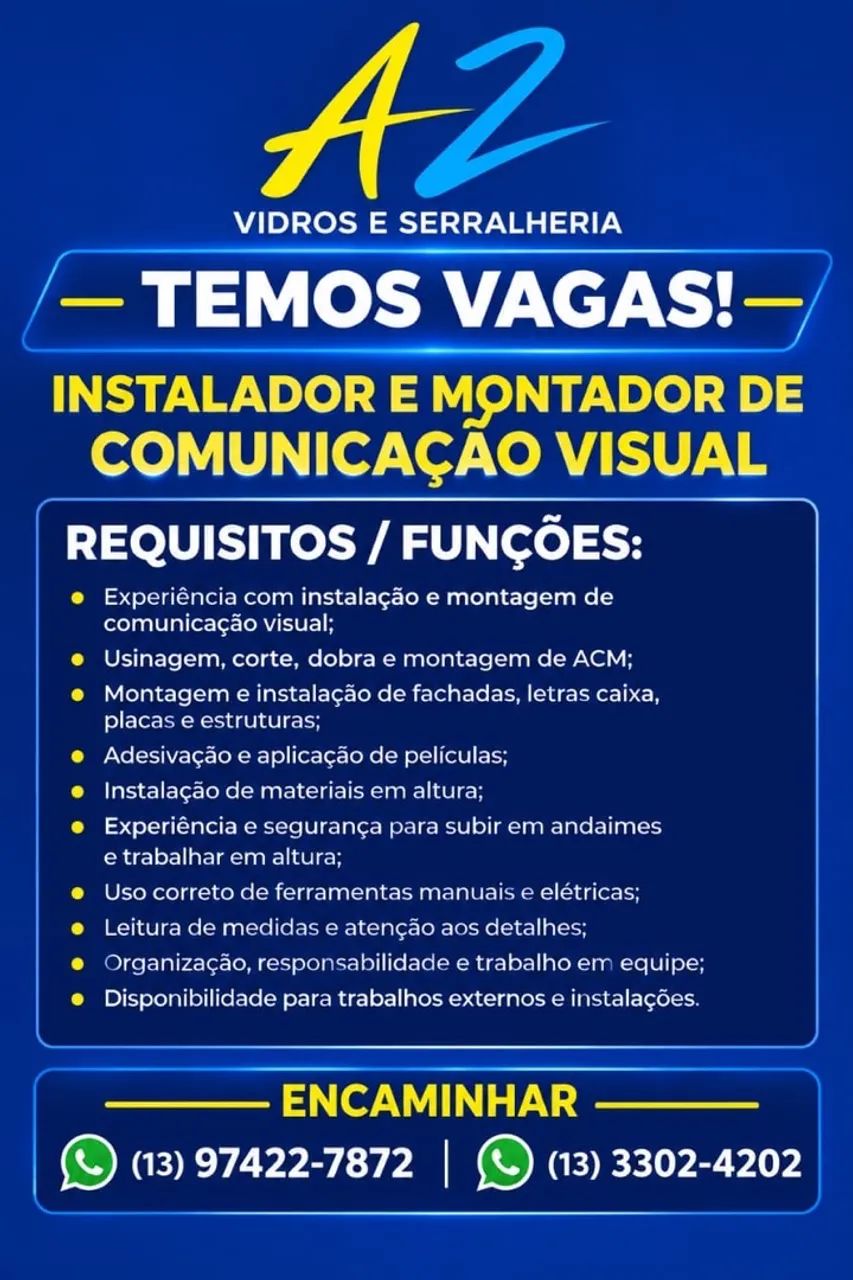 Montador e instalador comunicação visual 