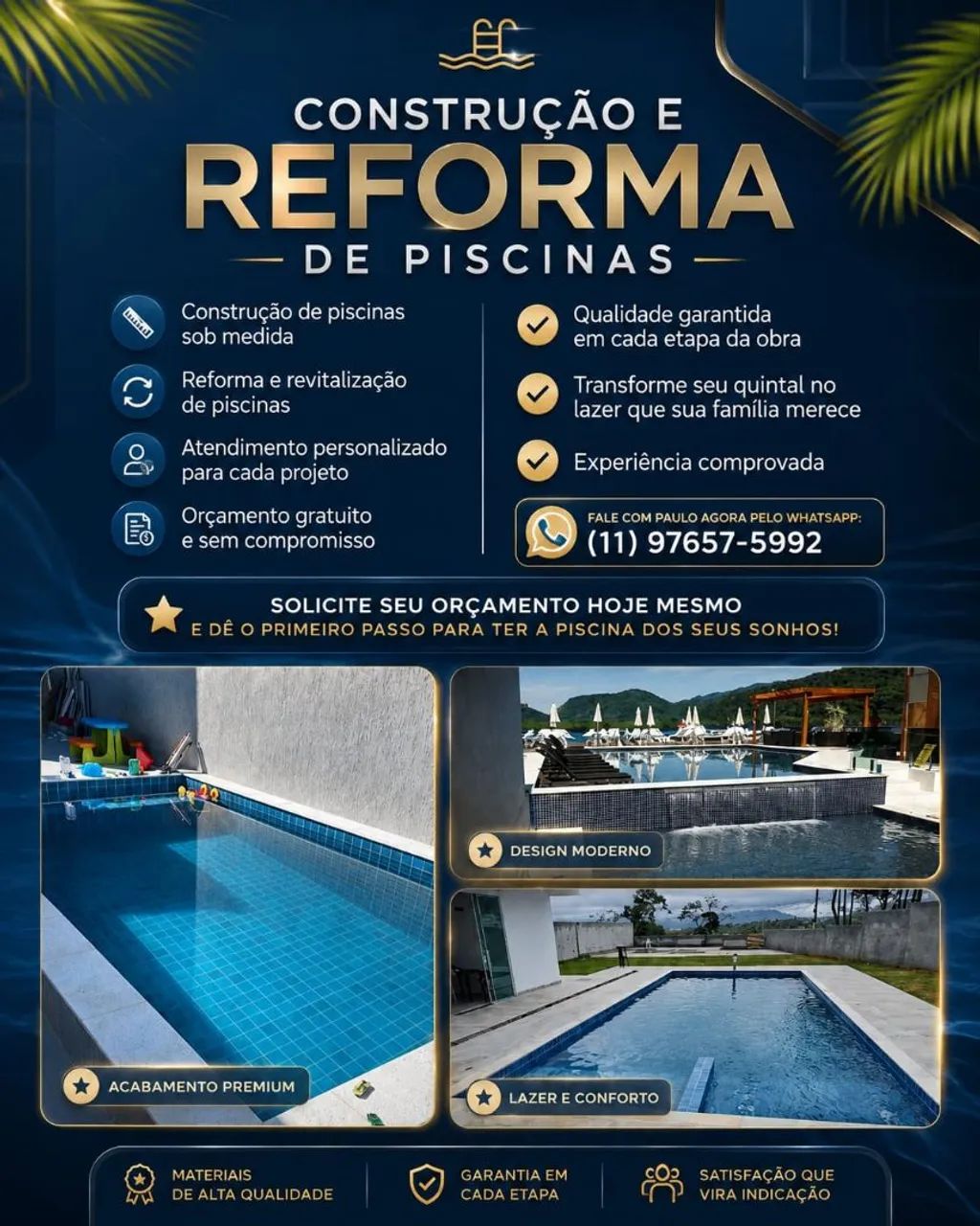 Construção e reforma de piscina