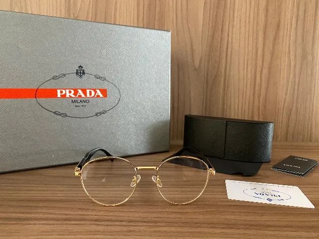 Óculos dourado Prada Unissex 
