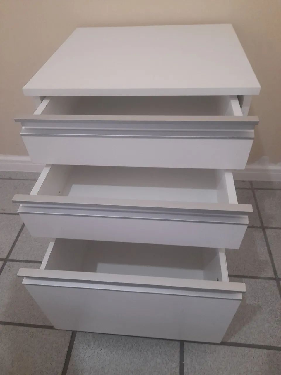 Mini arquivo de escritório branco com 3 gavetas e chave - Foto 2