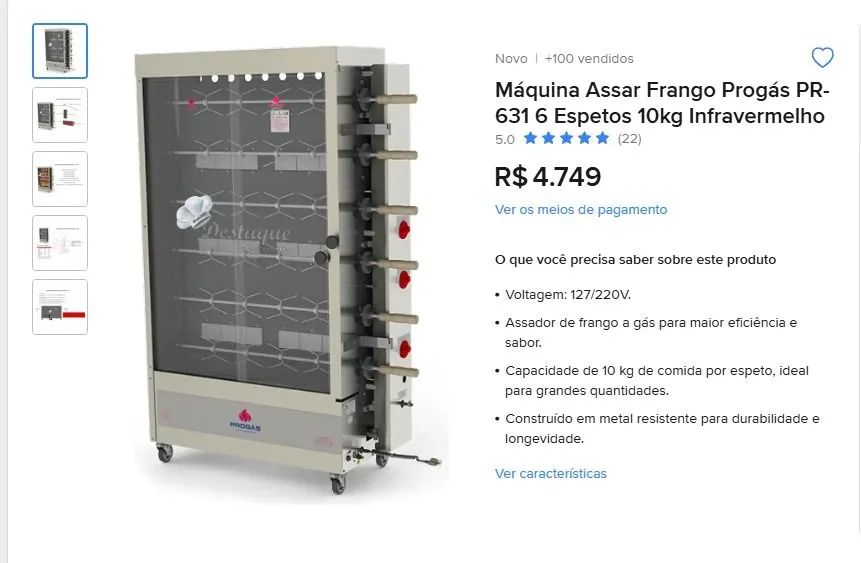 Máquina de Frango ProGás infravermelho  - Foto 2