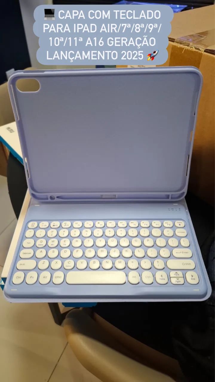 Capas com teclado para iPad Air/7ª/8ª/9ª/10ª/11ª A16 Geração Lançamentos 2025 Com  - Foto 4