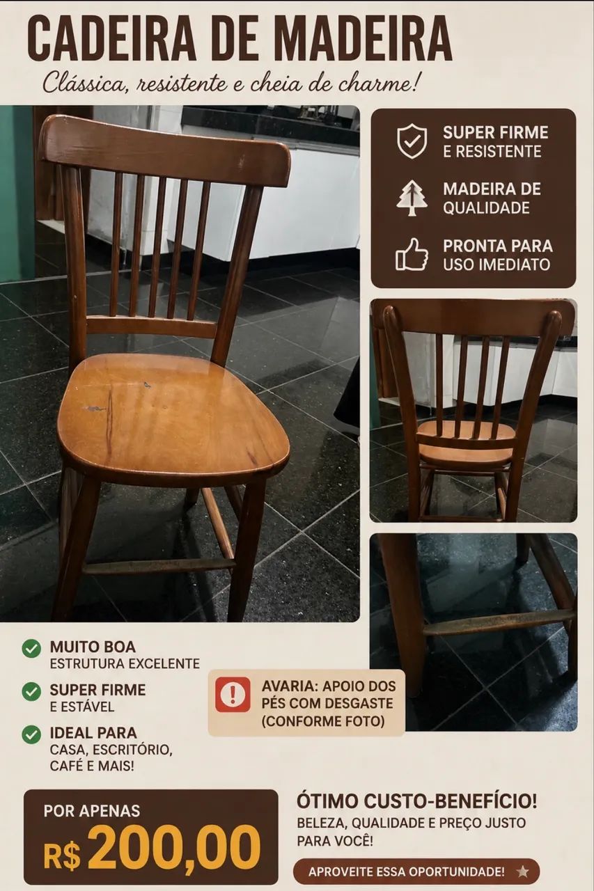 Cadeira de madeira  - Foto 2