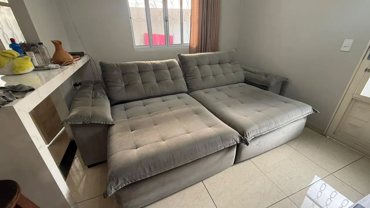 Sofá retrátil 4 lugares - Seminovo - Foto 4