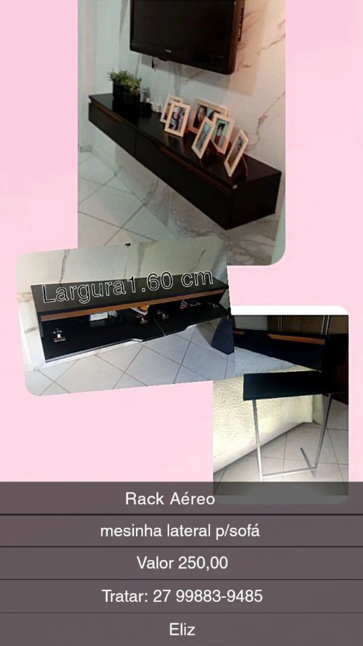 Rack Aéreo e Mesinha Lateral Para Sofá 